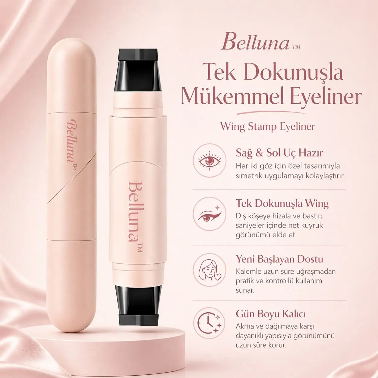 Belluna Eyeliner Stamp – Simetrik eyeliner uygulama örneği